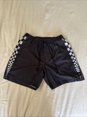 Vans vintage style Black Checkerboard Side Stripe Shorts